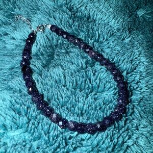 Elegant Silver S925 Blue Sandstone Crystal Faceted Bracelet New